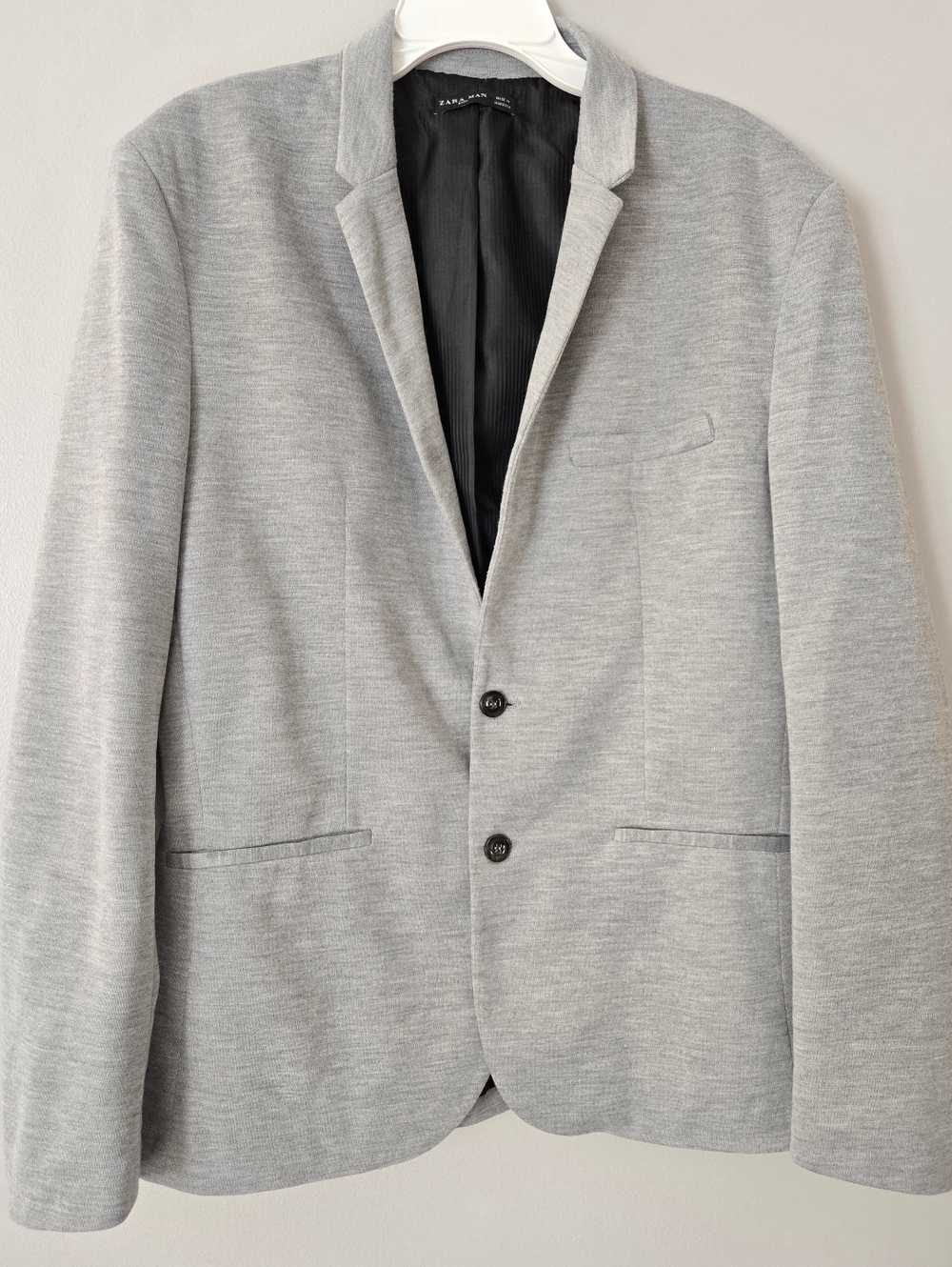 Mens Zara Knit Blazer Jacket Light Grey Size XXL